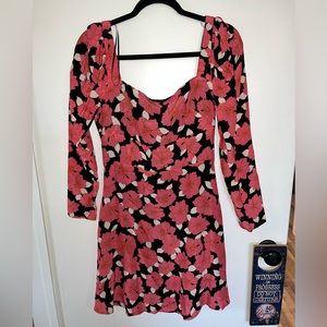 Reiss andi graphic floral square neck mini dress